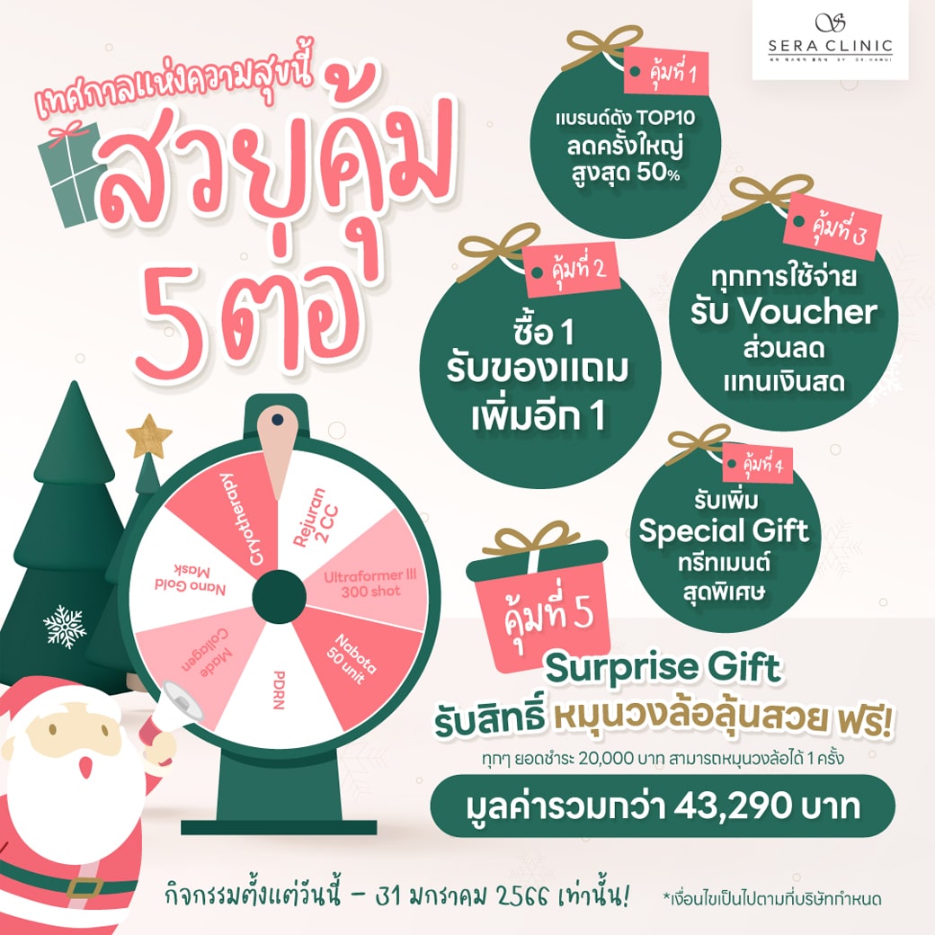 sera clinic เซราคลินิก เทศกาล คริสต์มาส ปีใหม่ ธันวาคม มกราคม หมุนวงล้อ สวย