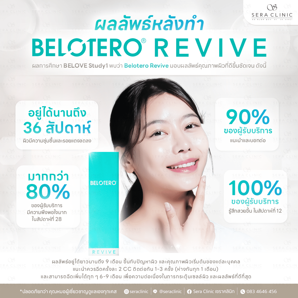 Belotero Revive ฟิลเลอร์งานผิว ฉ่ำวาว ชุ่มชื้น จากสวิสเซอร์แลนด์ ผลลัพธ์ ยาวนาน 9 เดือน เซราคลินิก sera clinic